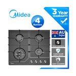 Gas Glass Cooktop 60cm Black - Appliances > Kitchen Appliances