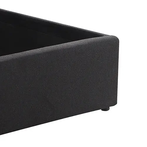 Gas Lift Queen Size Storage Bed Frame Upholstery Fabric in Black Colour with Tufted Headboard - Furniture > Bedroom >