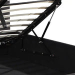 Gas Lift Queen Size Storage Bed Frame Upholstery Fabric in Black Colour with Tufted Headboard - Furniture > Bedroom >