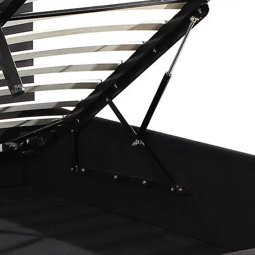 Gas Lift Queen Size Storage Bed Frame Upholstery Fabric in Black Colour with Tufted Headboard - Furniture > Bedroom >