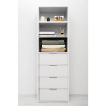 GENEVA 3 SHELF 4 DRAWER BUILT IN WARDROBE - WHITE - FLUTED - PULL BRASS - Home & Garden > Storage > Clothing & Wardrobe