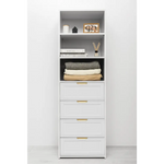 GENEVA 3 SHELF 4 DRAWER BUILT IN WARDROBE - WHITE - HAMPTON - PULL BRASS - Home & Garden > Storage > Clothing &
