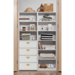 GENEVA 3 SHELF 4 DRAWER BUILT IN WARDROBE - WHITE - SLIM - HALF MOON BRASS - Home & Garden > Storage > Clothing &