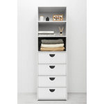 GENEVA 3 SHELF 4 DRAWER BUILT IN WARDROBE - WHITE - SLIM - HALF MOON BLACK - Home & Garden > Storage > Clothing &