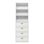 GENEVA 3 SHELF 4 DRAWER BUILT IN WARDROBE - WHITE - SLIM - HALF MOON BRASS - Home & Garden > Storage > Clothing &