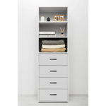 GENEVA 3 SHELF 4 DRAWER BUILT IN WARDROBE - WHITE - SLIM - OVAL BLACK - Home & Garden > Storage > Clothing & Wardrobe
