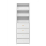 GENEVA 3 SHELF 4 DRAWER BUILT IN WARDROBE - WHITE - SLIM - ROUND BRASS - Home & Garden > Storage > Clothing & Wardrobe