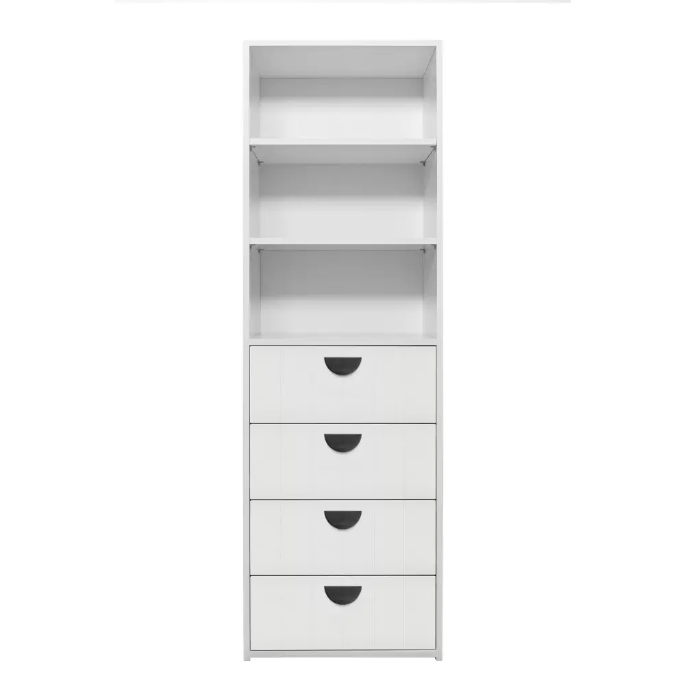 GENEVA 3 SHELF 4 DRAWER BUILT IN WARDROBE - WHITE - VJ PANEL - HALF MOON BLACK - Home & Garden > Storage > Clothing &