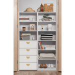 GENEVA 3 SHELF 4 DRAWER BUILT IN WARDROBE - WHITE - VJ PANEL - HALF MOON BRASS - Home & Garden > Storage > Clothing &