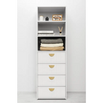 GENEVA 3 SHELF 4 DRAWER BUILT IN WARDROBE - WHITE - VJ PANEL - HALF MOON BRASS - Home & Garden > Storage > Clothing &