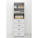 GENEVA 3 SHELF 4 DRAWER BUILT IN WARDROBE - WHITE - VJ PANEL - OVAL BLACK - Home & Garden > Storage > Clothing &