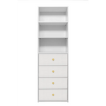GENEVA 3 SHELF 4 DRAWER BUILT IN WARDROBE - WHITE - VJ PANEL - ROUND BRASS - Home & Garden > Storage > Clothing &
