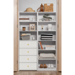 GENEVA 3 SHELF 4 DRAWER BUILT IN WARDROBE - WHITE - VJ PANEL - ROUND BRASS - Home & Garden > Storage > Clothing &