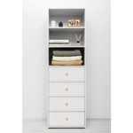 GENEVA 3 SHELF 4 DRAWER BUILT IN WARDROBE - WHITE - VJ PANEL - ROUND BRASS - Home & Garden > Storage > Clothing &