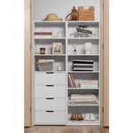 Geneva Fluted Pull Back 3/4 Shelf & Drawer Build In Wardrobe - White - Home & Garden > Storage > Clothing & Wardrobe