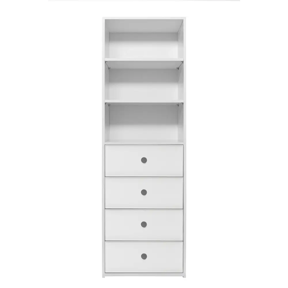 Geneva Slim Round Black 3/4 Shelf & Drawer Build In Wardrobe - White - Home & Garden > Storage > Clothing & Wardrobe