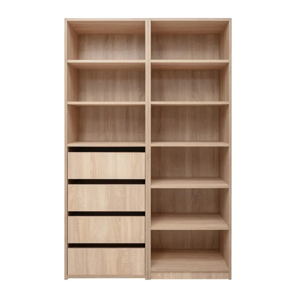GENEVA THREE SHELF/FOUR DRAWER BUILT IN WARDROBE - CLASSIC - NATURAL OAK - Furniture > Living Room