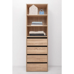 GENEVA THREE SHELF/FOUR DRAWER BUILT IN WARDROBE - FLUTED - NATURAL OAK - Furniture > Living Room