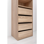 GENEVA THREE SHELF/FOUR DRAWER BUILT IN WARDROBE - FLUTED - NATURAL OAK - Furniture > Living Room