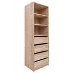 GENEVA THREE SHELF/FOUR DRAWER BUILT IN WARDROBE - FLUTED - NATURAL OAK - Furniture > Living Room