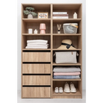 GENEVA THREE SHELF/FOUR DRAWER BUILT IN WARDROBE - SLIM SHAKER - NATURAL OAK - Furniture > Living Room
