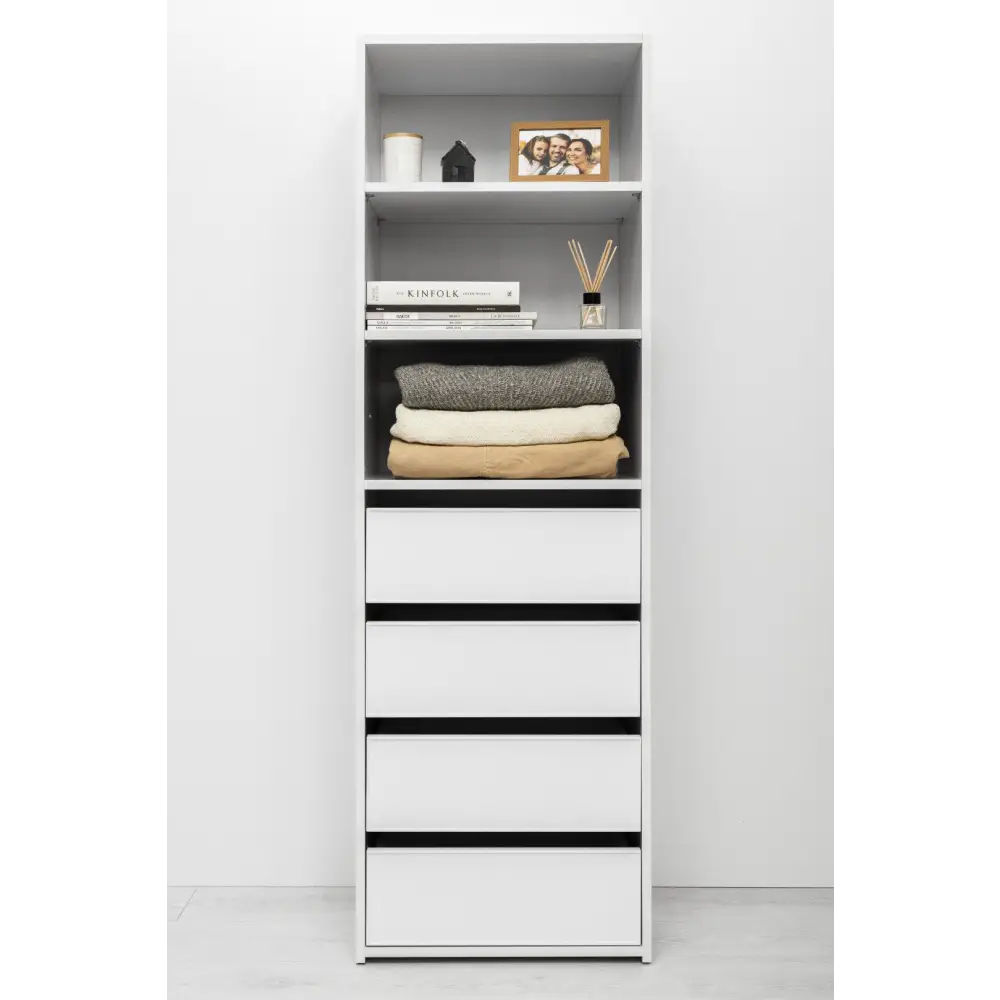 GENEVA THREE SHELF/FOUR DRAWER BUILT IN WARDROBE - SLIM SHAKER - WHITE - Furniture > Living Room