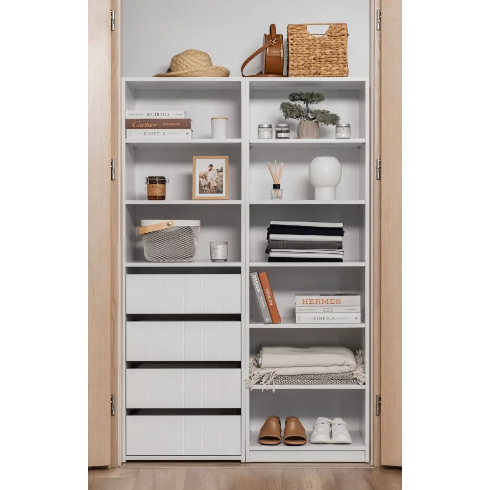 GENEVA THREE SHELF/FOUR DRAWER BUILT IN WARDROBE - VJ PANEL - Home & Garden > Storage > Clothing & Wardrobe Storage