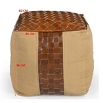 GENUINE LEATHER AND CANVAS OTTOMAN - Furniture > Living Room > Ottomans & Footstools