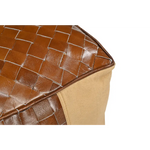 GENUINE LEATHER AND CANVAS OTTOMAN - Furniture > Living Room > Ottomans & Footstools