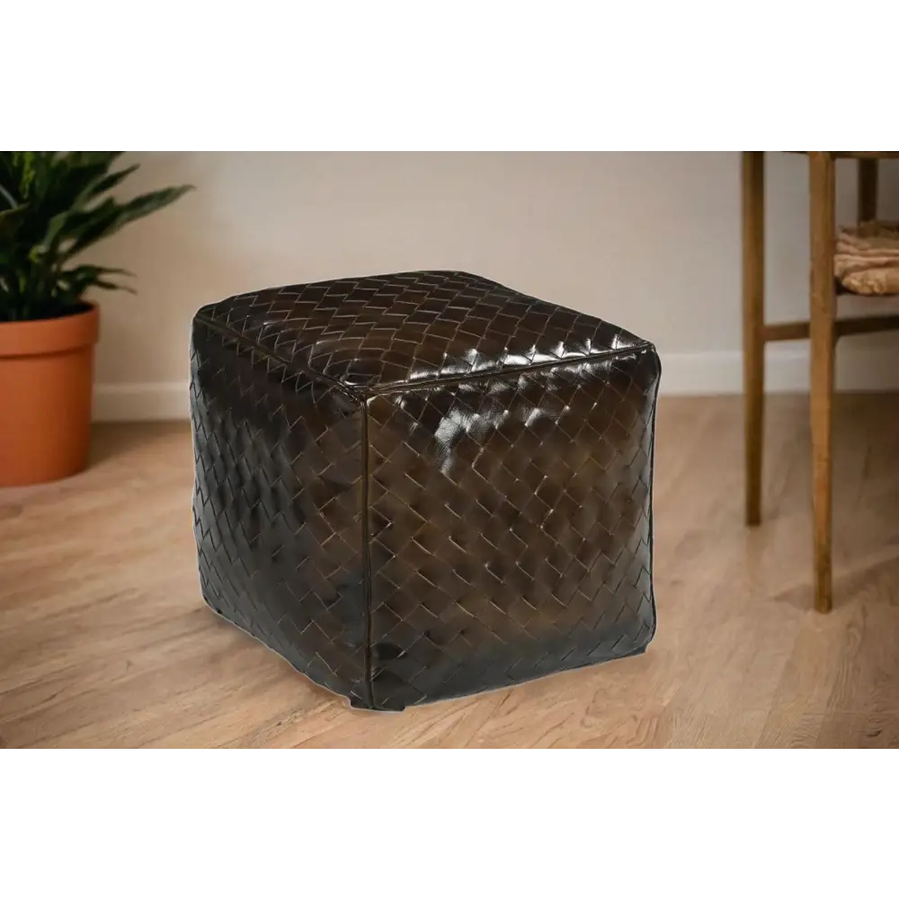 GENUINE LEATHER LATTICE OTTOMAN - Furniture > Living Room > Ottomans & Footstools