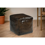 GENUINE LEATHER LATTICE OTTOMAN - Furniture > Living Room > Ottomans & Footstools