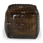 GENUINE LEATHER LATTICE OTTOMAN - Furniture > Living Room > Ottomans & Footstools