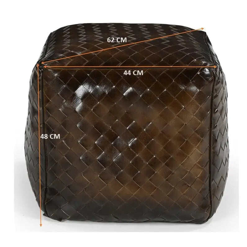GENUINE LEATHER LATTICE OTTOMAN - Furniture > Living Room > Ottomans & Footstools
