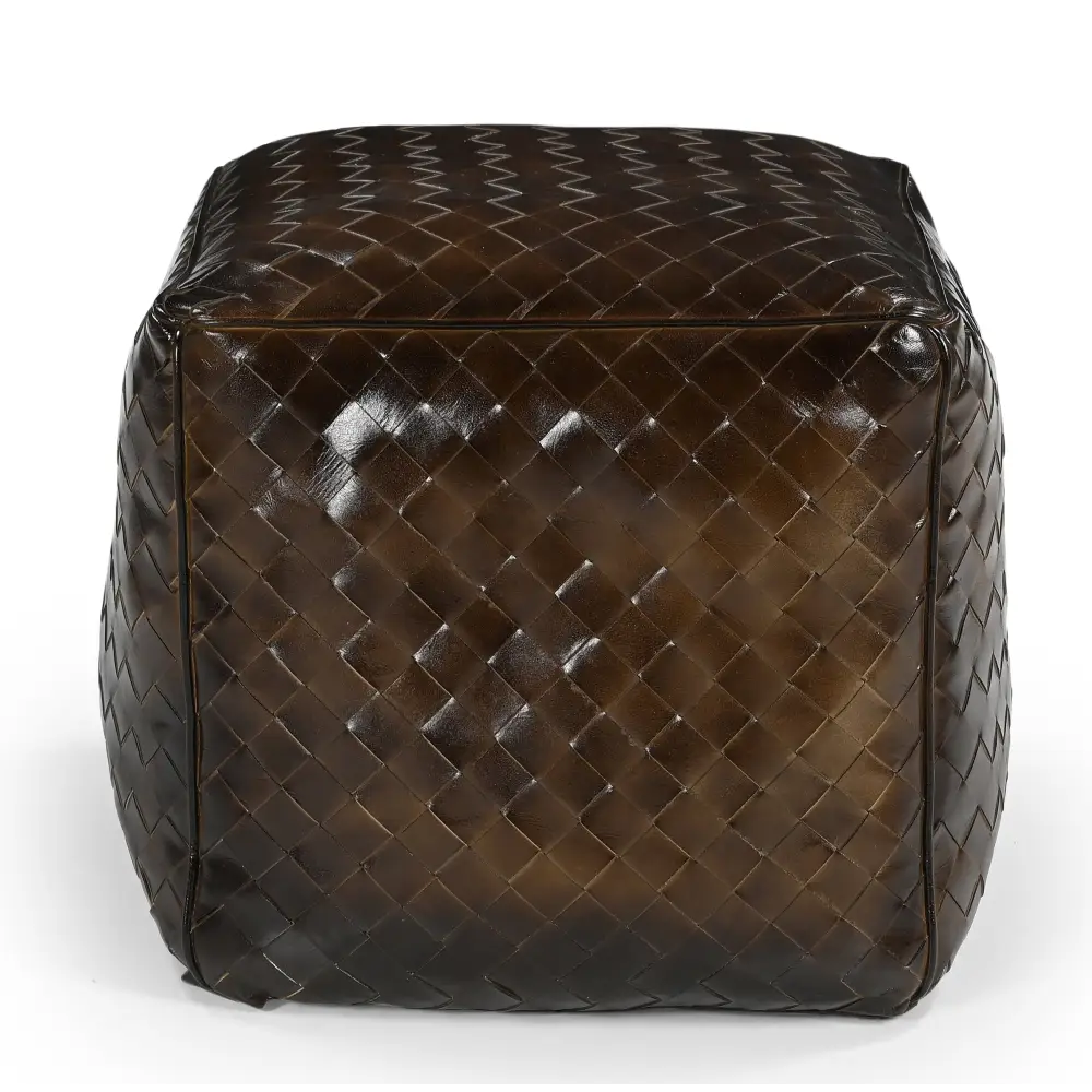 GENUINE LEATHER LATTICE OTTOMAN - Furniture > Living Room > Ottomans & Footstools