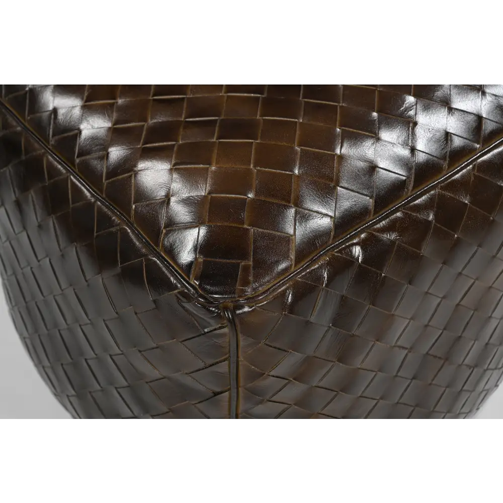 GENUINE LEATHER LATTICE OTTOMAN - Furniture > Living Room > Ottomans & Footstools