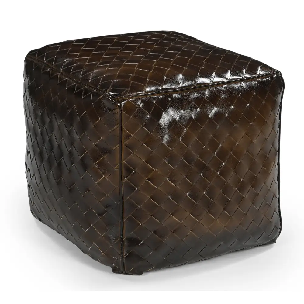 GENUINE LEATHER LATTICE OTTOMAN - Furniture > Living Room > Ottomans & Footstools