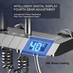 Geobella Luxury Shower System Hot Cold Mixer Shower Set Bathroom Thermostatic SPA Rainfall Bath Tap Bathtub Wall Mount