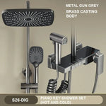 Geobella S26 Luxury Shower System Hot Cold Mixer Shower Set Bathroom Thermostatic SPA Rainfall Bathtub Wall Mount LED