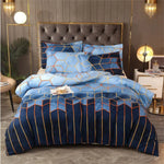 Geometric Print Duvet Cover - 3 Piece Blue Ombre Bedding Set Quilt cover 230x230cm-Pillow cover 51x76cm - Home & Garden