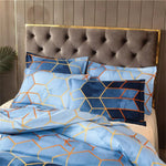 Geometric Print Duvet Cover - 3 Piece Blue Ombre Bedding Set Quilt cover 230X265cm-Pillowcase 51X92cm - Home & Garden >