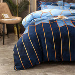 Geometric Print Duvet Cover - 3 Piece Blue Ombre Bedding Set Quilt cover 230X265cm-Pillowcase 51X92cm - Home & Garden >