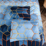 Geometric Print Duvet Cover - 3 Piece Blue Ombre Bedding Set Quilt cover 230x230cm-Pillow cover 51x76cm - Home & Garden