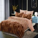 Geometric Print Duvet Cover - 3 Piece Brown Ombre Bedding Set Quilt cover 230x230cm-Pillow cover 51x76cm - Home &