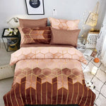 Geometric Print Duvet Cover - 3 Piece Brown Ombre Bedding Set Quilt cover 230x230cm-Pillow cover 51x76cm - Home &