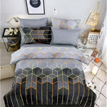 Geometric Print Duvet Cover - 3 Piece Grey Ombre Bedding Set Quilt cover 230X265cm-Pillowcase 51X92cm - Home & Garden >
