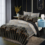 Geometric Print Duvet Cover - 3 Piece Grey Ombre Bedding Set Quilt cover 230X265cm-Pillowcase 51X92cm - Home & Garden >