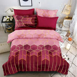 Geometric Print Duvet Cover - 3 Piece Red Ombre Bedding Set Quilt cover 230X265cm-Pillowcase 51X92cm - Home & Garden >