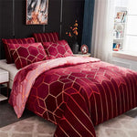 Geometric Print Duvet Cover - 3 Piece Red Ombre Bedding Set Quilt cover 230X265cm-Pillowcase 51X92cm - Home & Garden >
