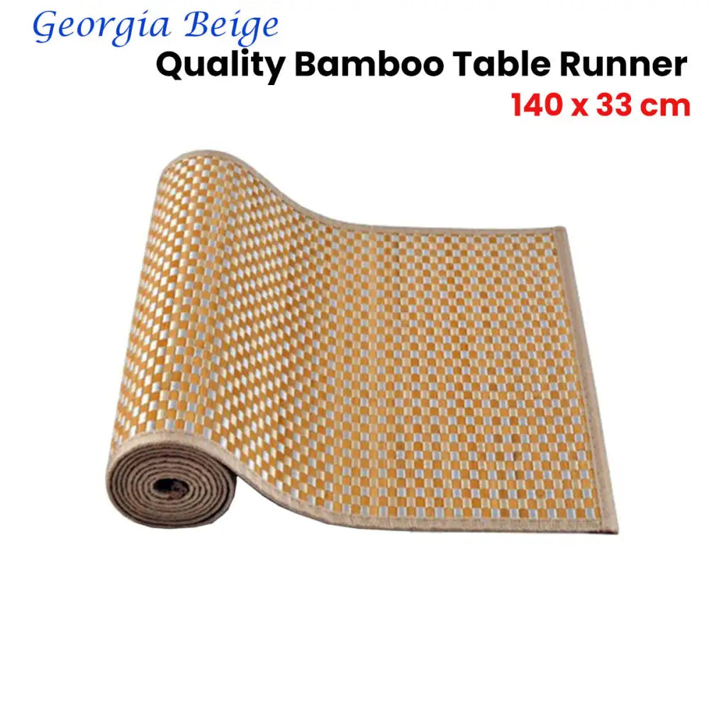 Georgia Beige Gold Bamboo Table Runner 140 x 33cm - Home & Garden > Kitchenware