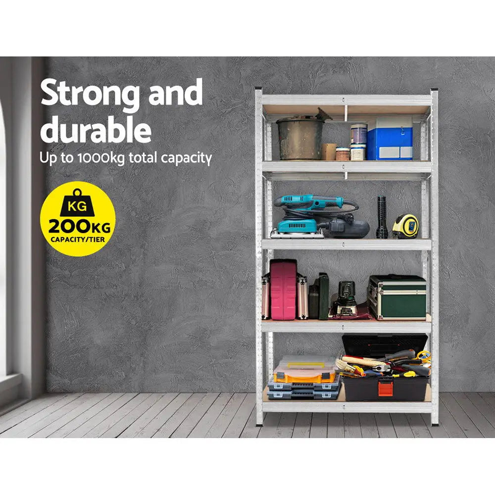 Giantz 1.8M Warehouse Racking Rack Shelving Garage Steel Metal Storage Shelves Silver - Home & Garden > Storage